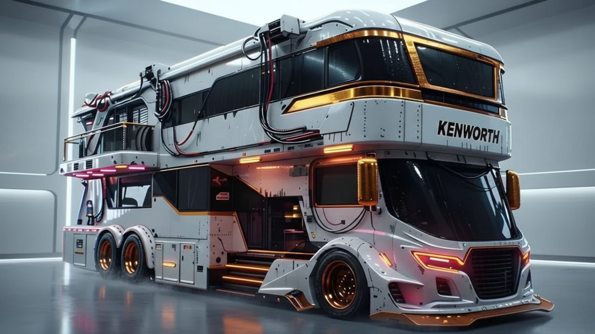 2026 Kenworth Motorhome on highway showcasing heavy-duty build and luxury design